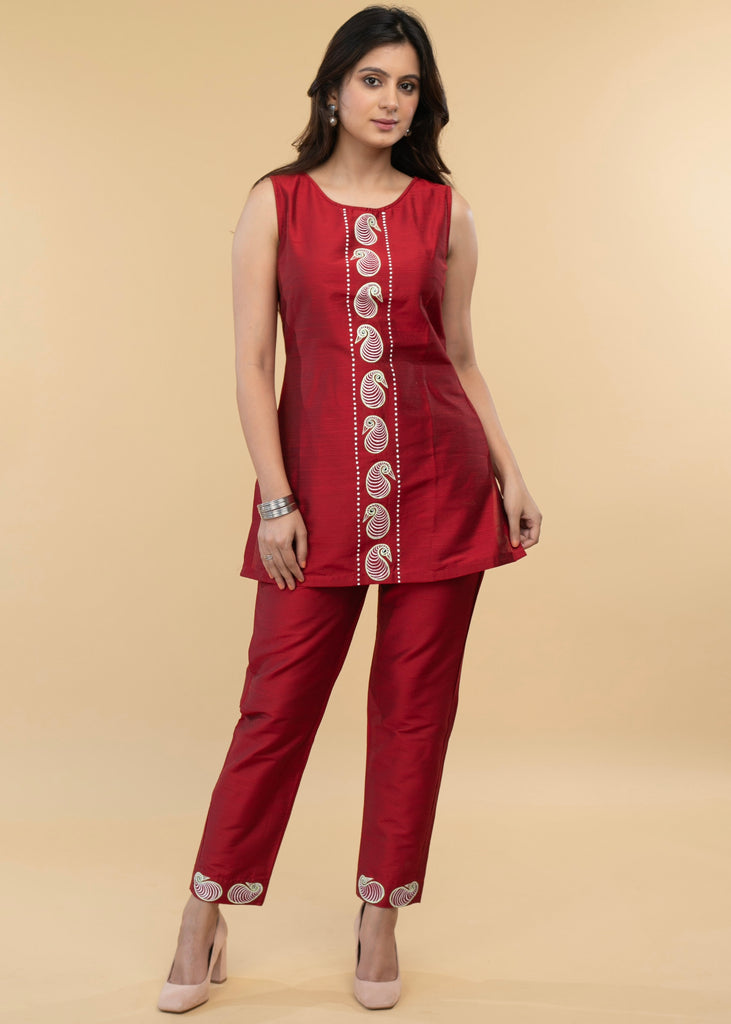 Dressy Gond Hand Painted Cotton Silk Inner with Chikankari Jacket - Hand Painted Pant Optional