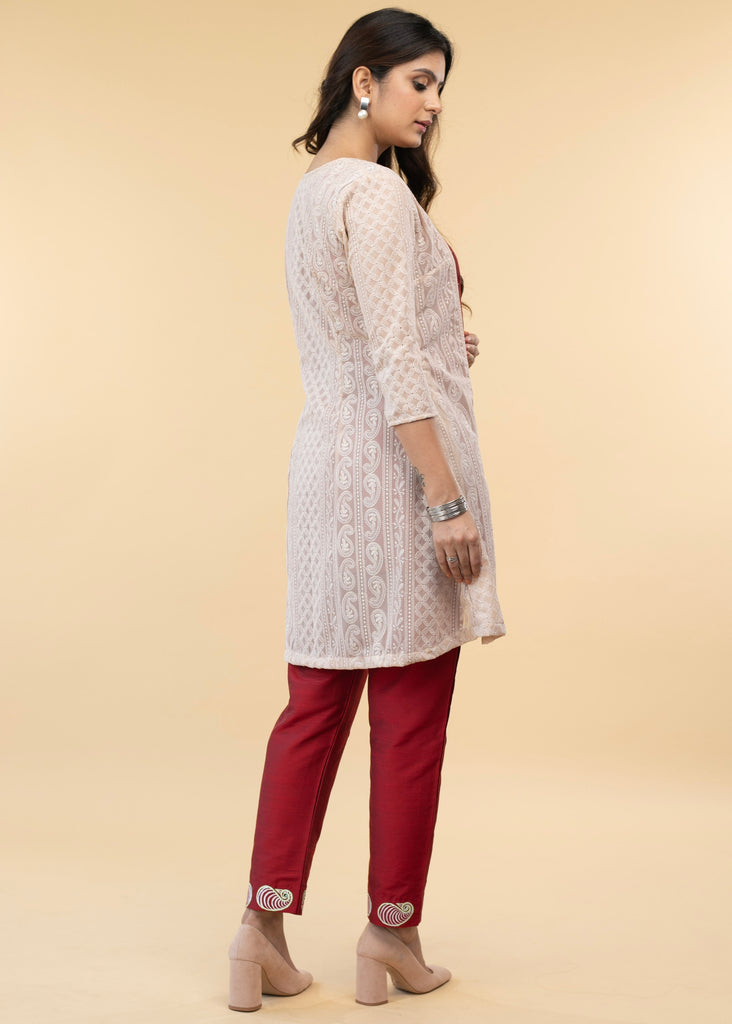 Dressy Gond Hand Painted Cotton Silk Inner with Chikankari Jacket - Hand Painted Pant Optional