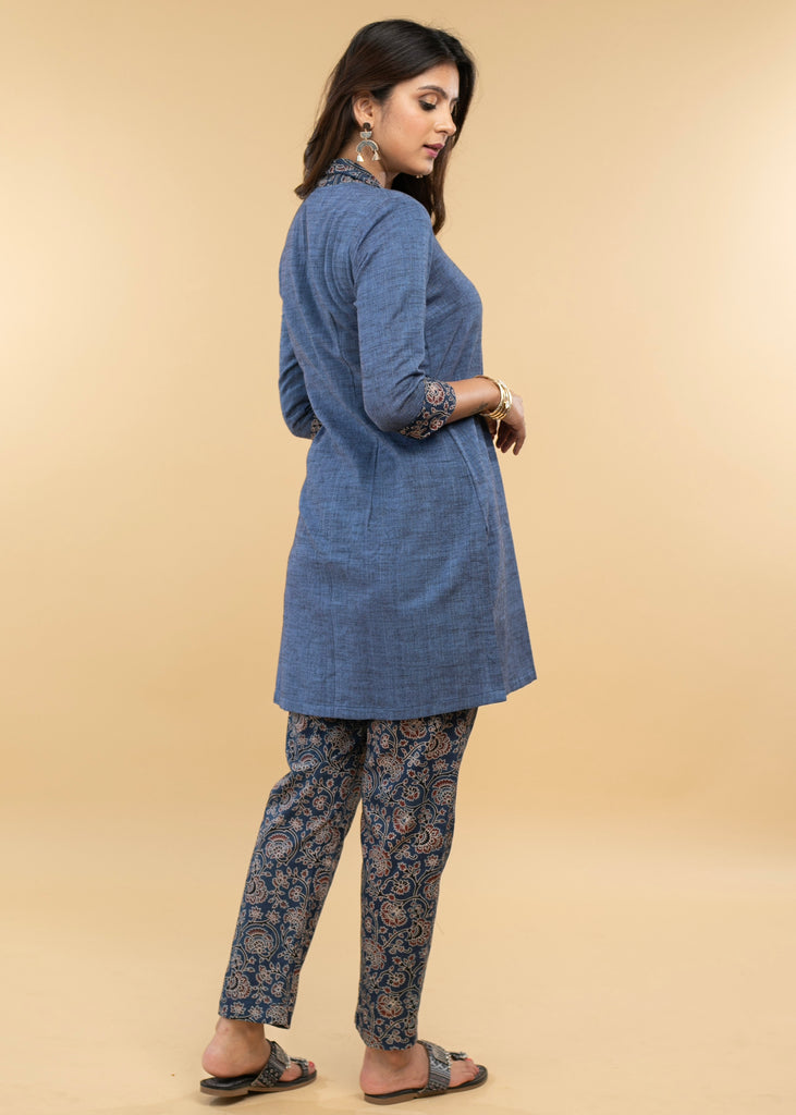 Elegant Pure Cotton and Ajrakh Combination Co-Ord Set Tunic - Pant Optional