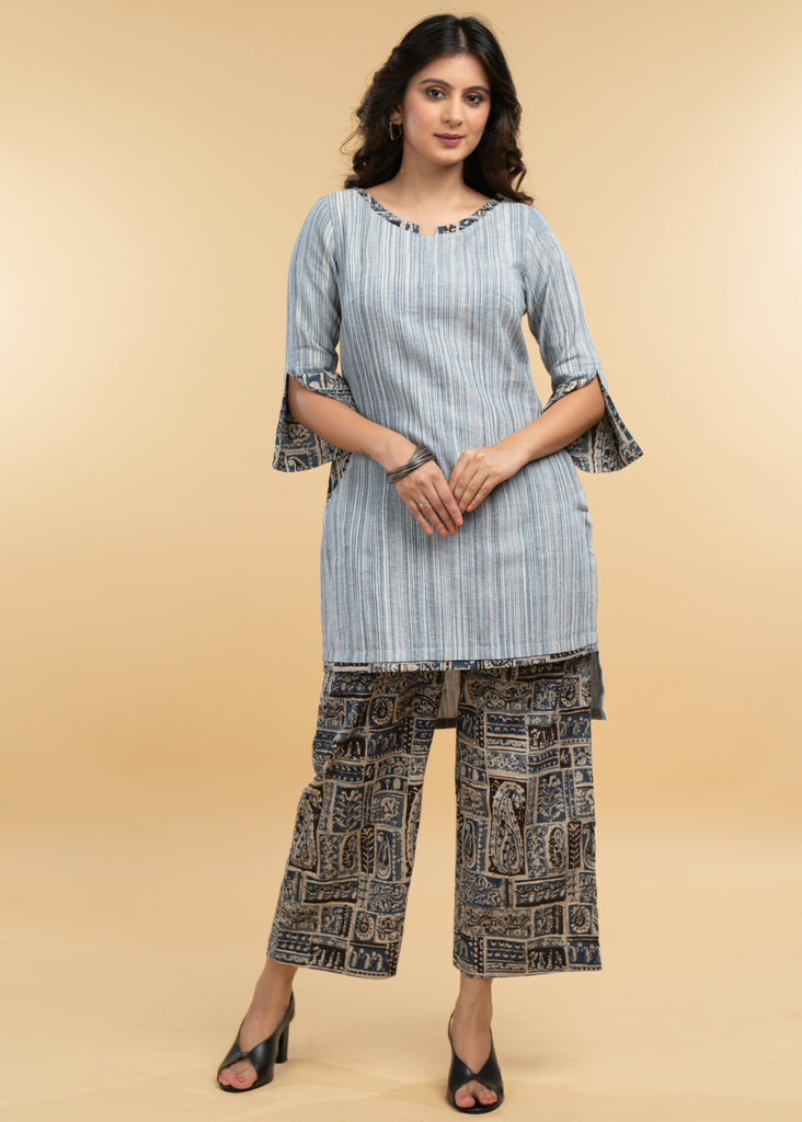 Trendy Pure Cotton Kalamkari Combination High Low Tunic - Kalamkari Pant Optional
