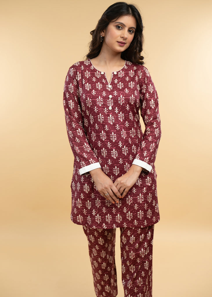 Viscos Printed Co-Ord Tunic Set - 2 Piece