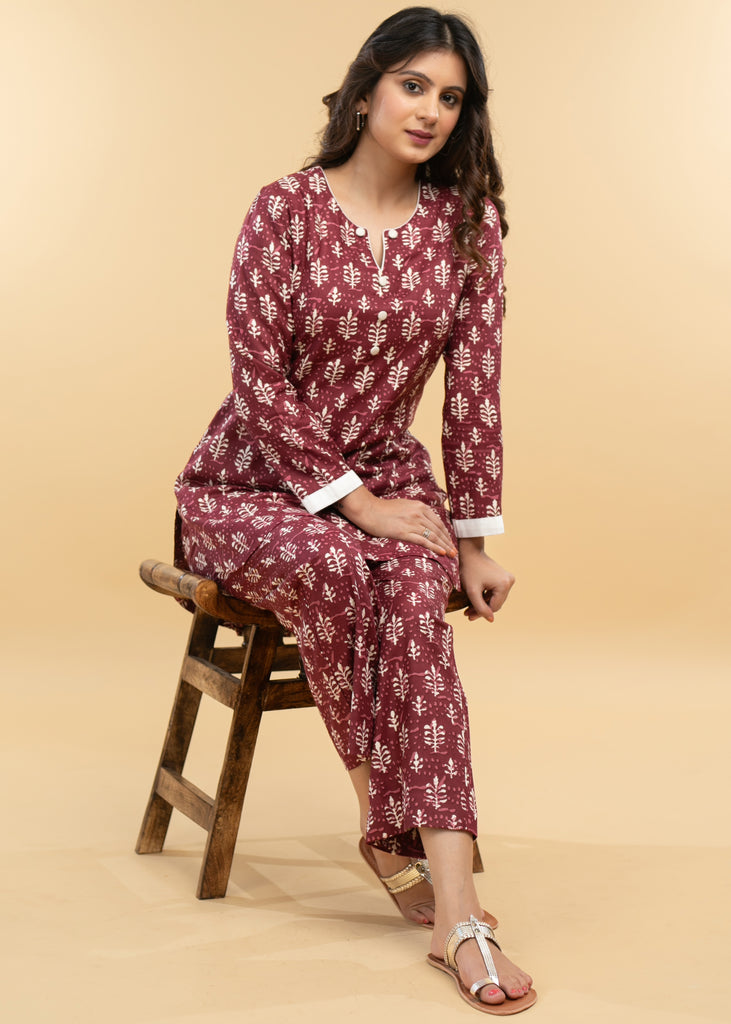 Viscos Printed Co-Ord Tunic Set - 2 Piece
