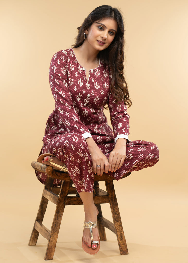 Viscos Printed Co-Ord Tunic Set - 2 Piece