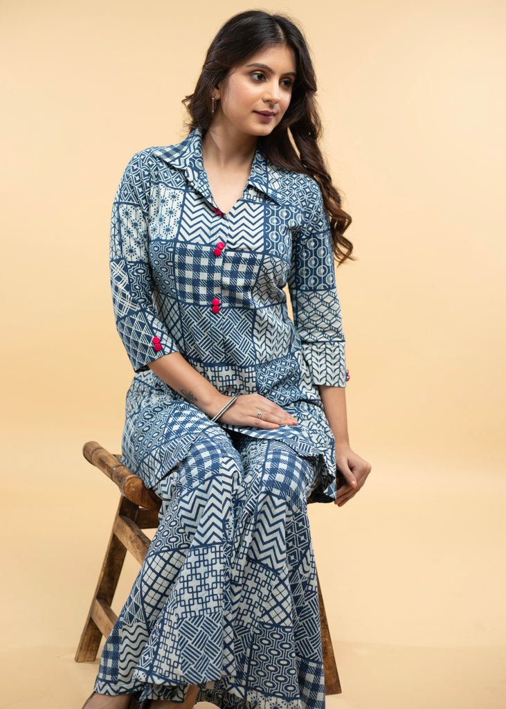 Indigo Co-Ord Set Tunic - Pant Optional