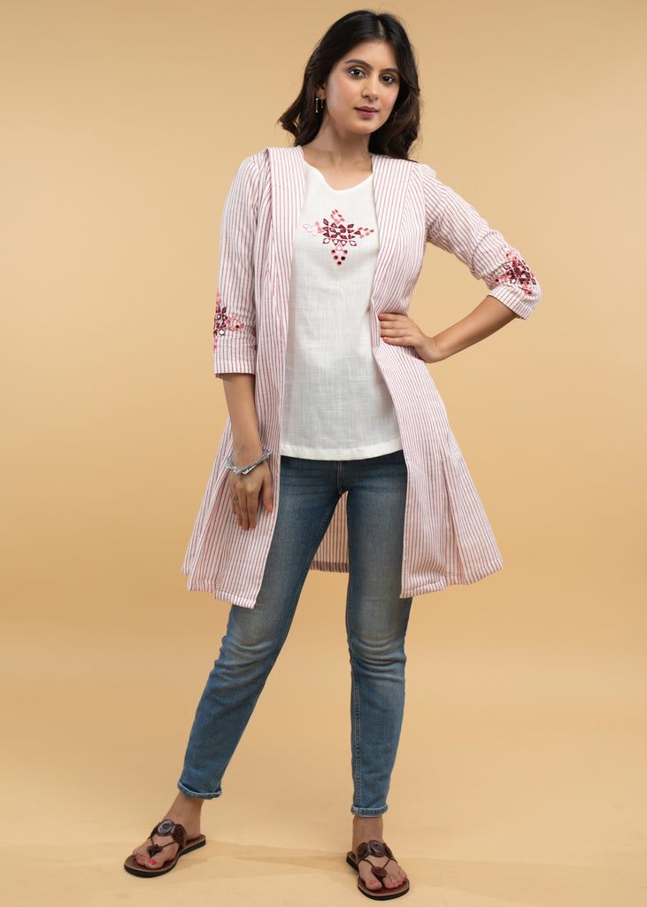 Striking Pure Cotton Hand Mirror Work Jacket and Inner - 2 Piece