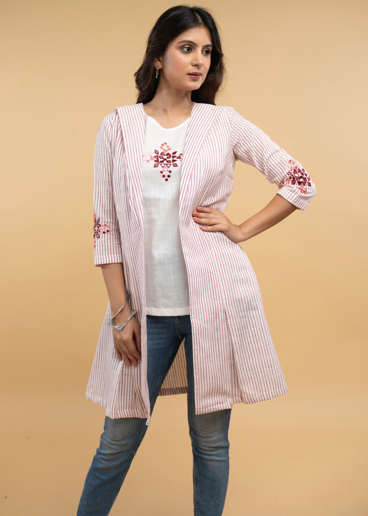 Striking Pure Cotton Hand Mirror Work Jacket and Inner - 2 Piece
