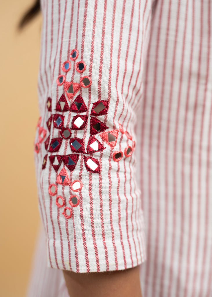 Striking Pure Cotton Hand Mirror Work Jacket and Inner - 2 Piece