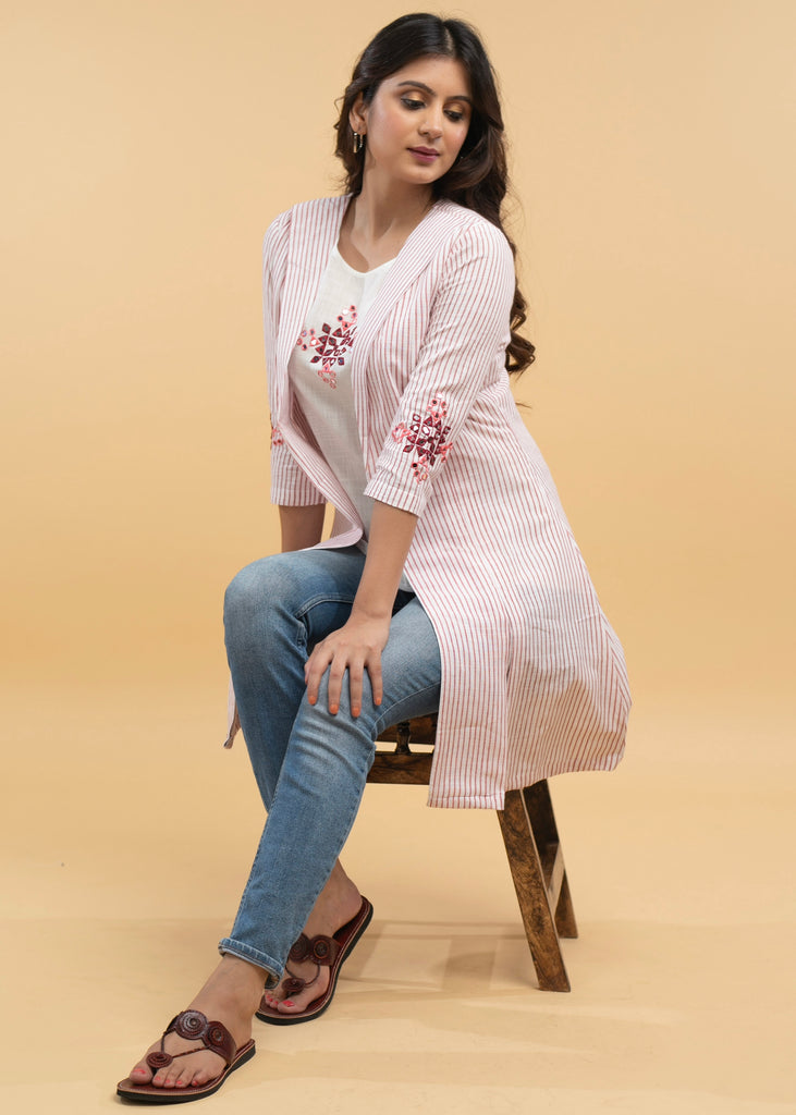 Striking Pure Cotton Hand Mirror Work Jacket and Inner - 2 Piece