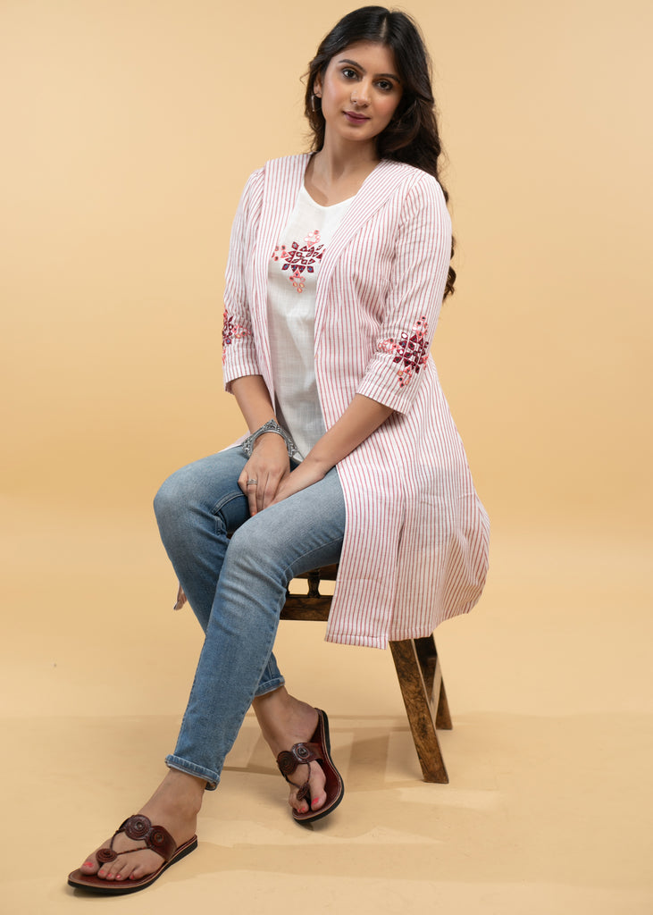 Striking Pure Cotton Hand Mirror Work Jacket and Inner - 2 Piece
