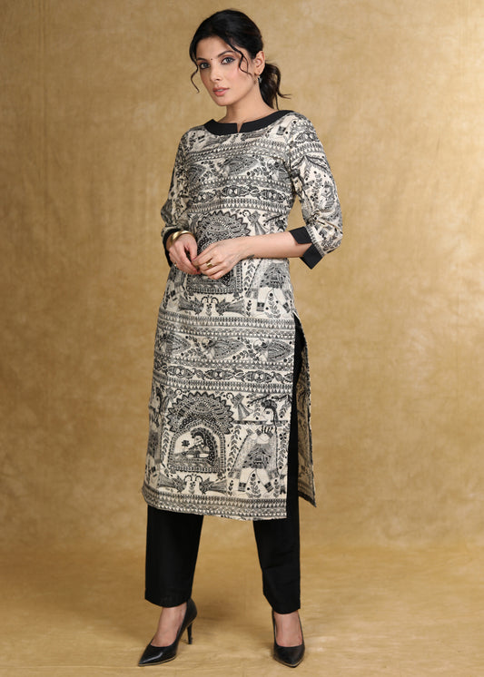 Evergreen Casual Madhubani Straight Cut Kurta