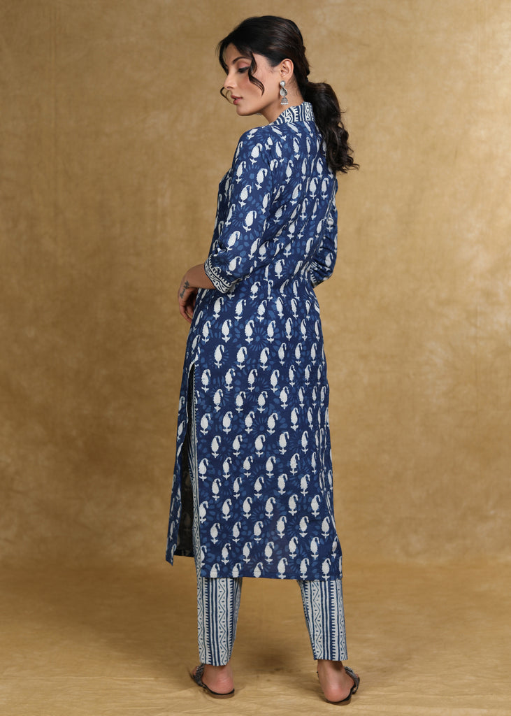Smart Casual Collared Indigo Kurti