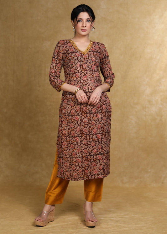 Mustard Cotton Silk Pant