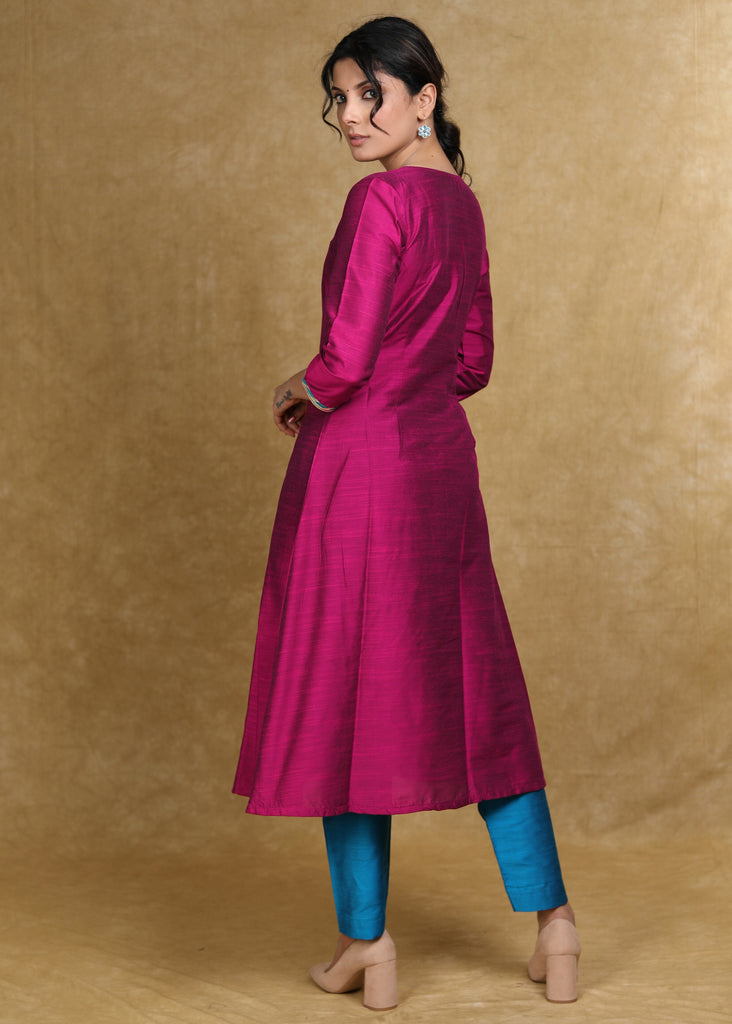 Ethnic Cotton Silk A-Line Kurti Highlighted with Gotta Patti - Coord Pant Optional