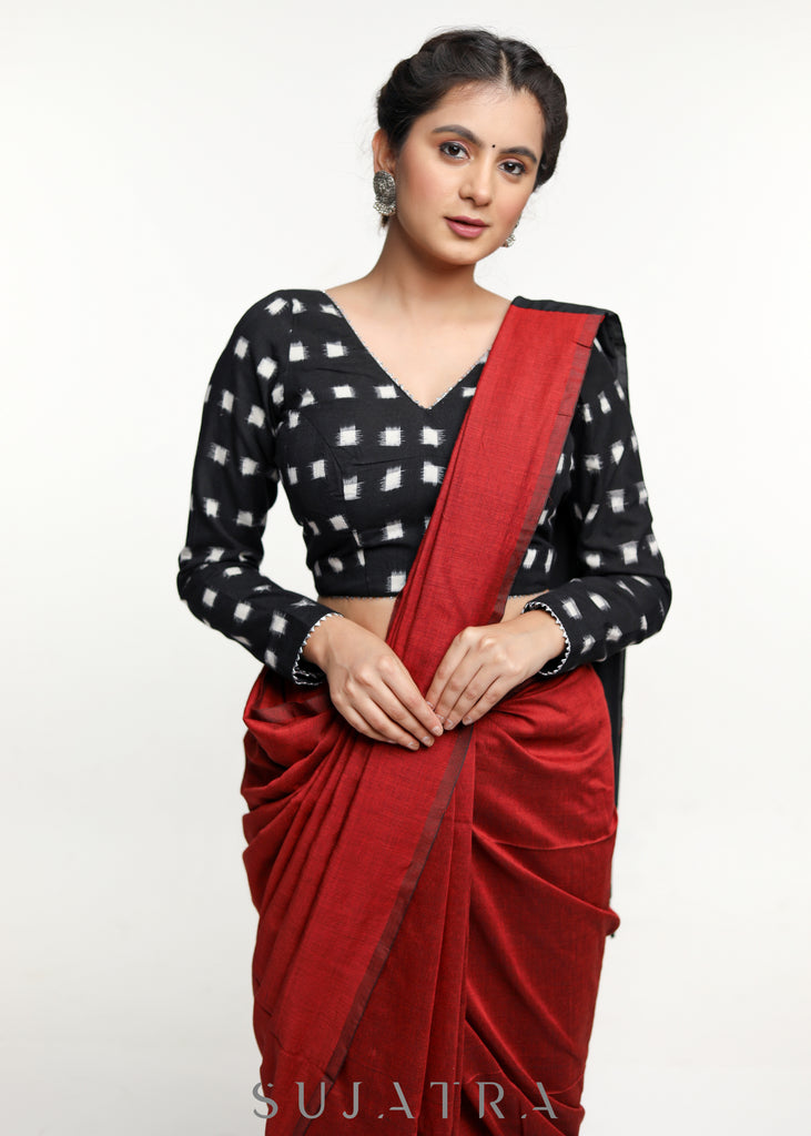 Black Double Ikkat Full Sleeve Blouse