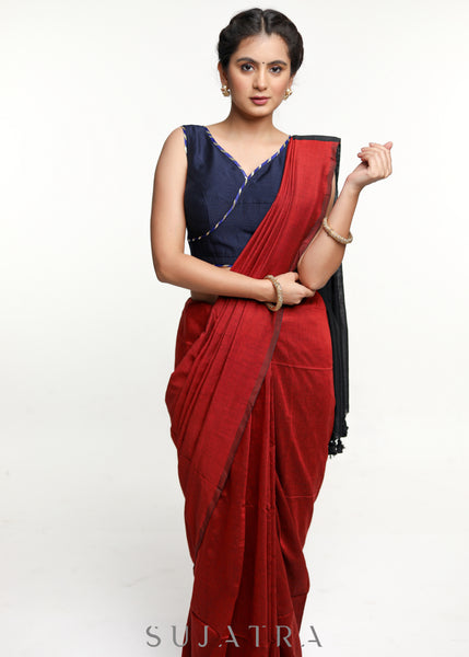 Stylish Navy Blue Gotta-Patti Cotton Silk Blouse