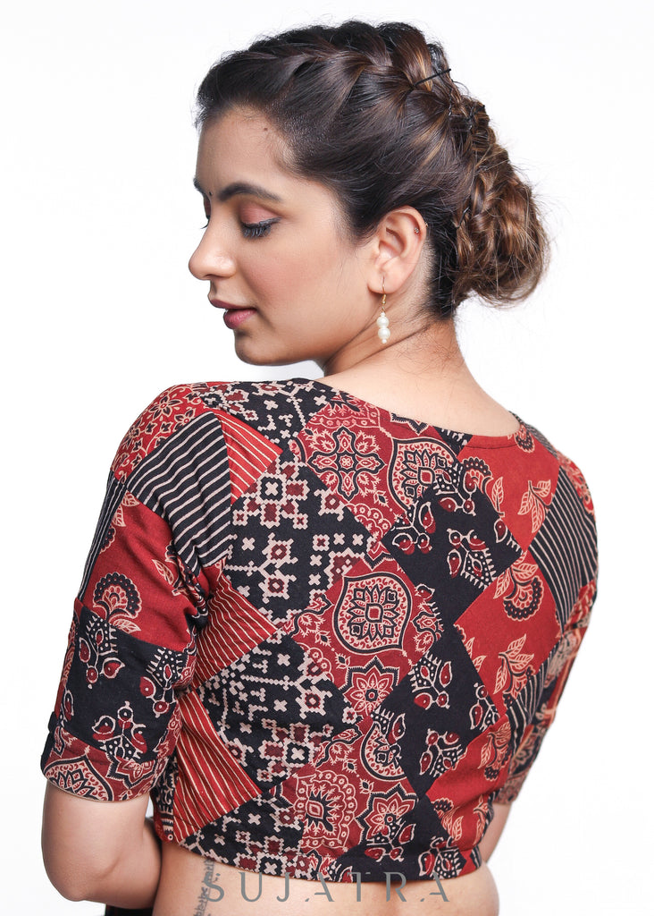 Smart Ajrakh Patch Work Blouse