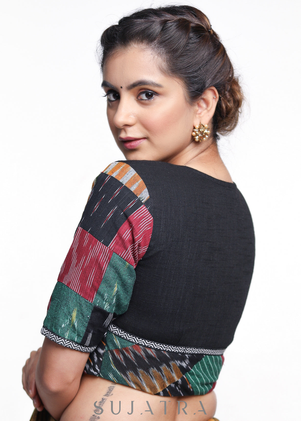 Cotton Ikkat Patch Work Blouse