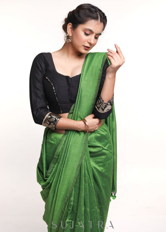 Black Brocade Cotton Silk Combination Blouse