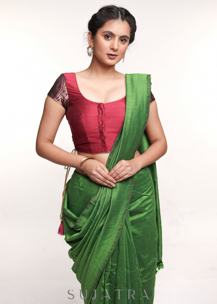 Magenta Brocade Cotton Silk Blouse