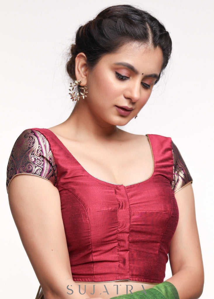 Magenta Brocade Cotton Silk Blouse