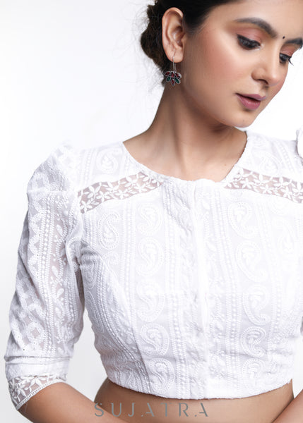 トップス eaphi EMBROIDERY LACE BLOUSE eaphi HALF SLEEVE EMBROIDERY LACE BLOUSE