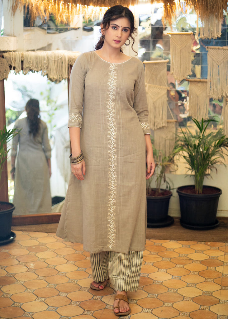 Elegant Cotton Embroidered Kurta - Pant Optional