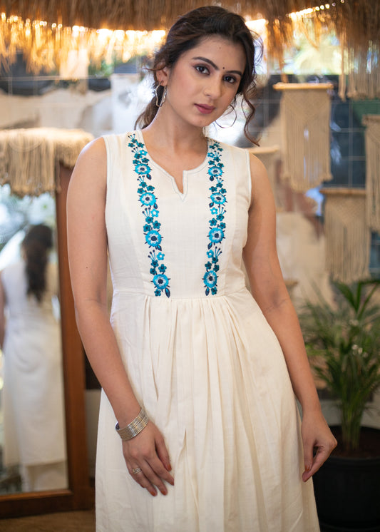 Classy Embroidered Off - White Kurta