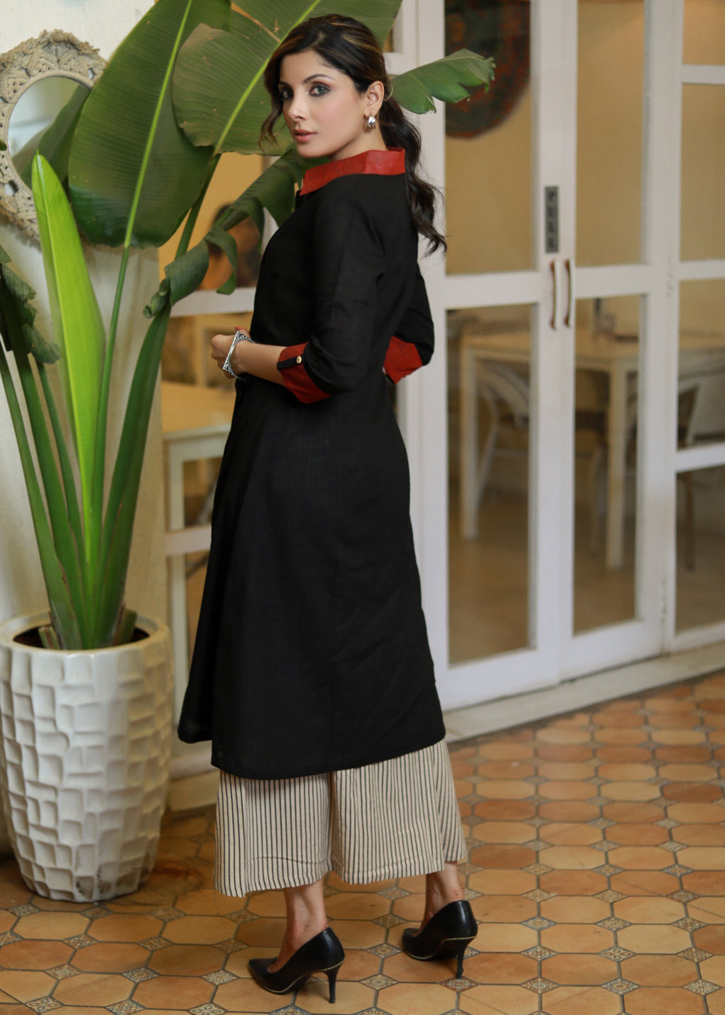 Ajrakh Zigzag & striped dress - Jacket optional