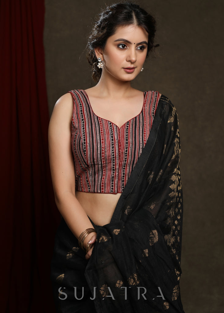 Smart Cotton Ajrakh Sleeveless Blouse