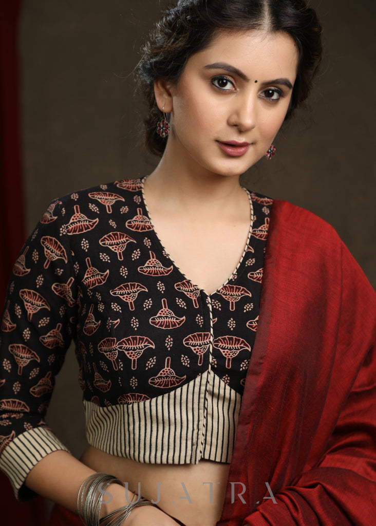Smart Cotton Ajrak Combination Blouse