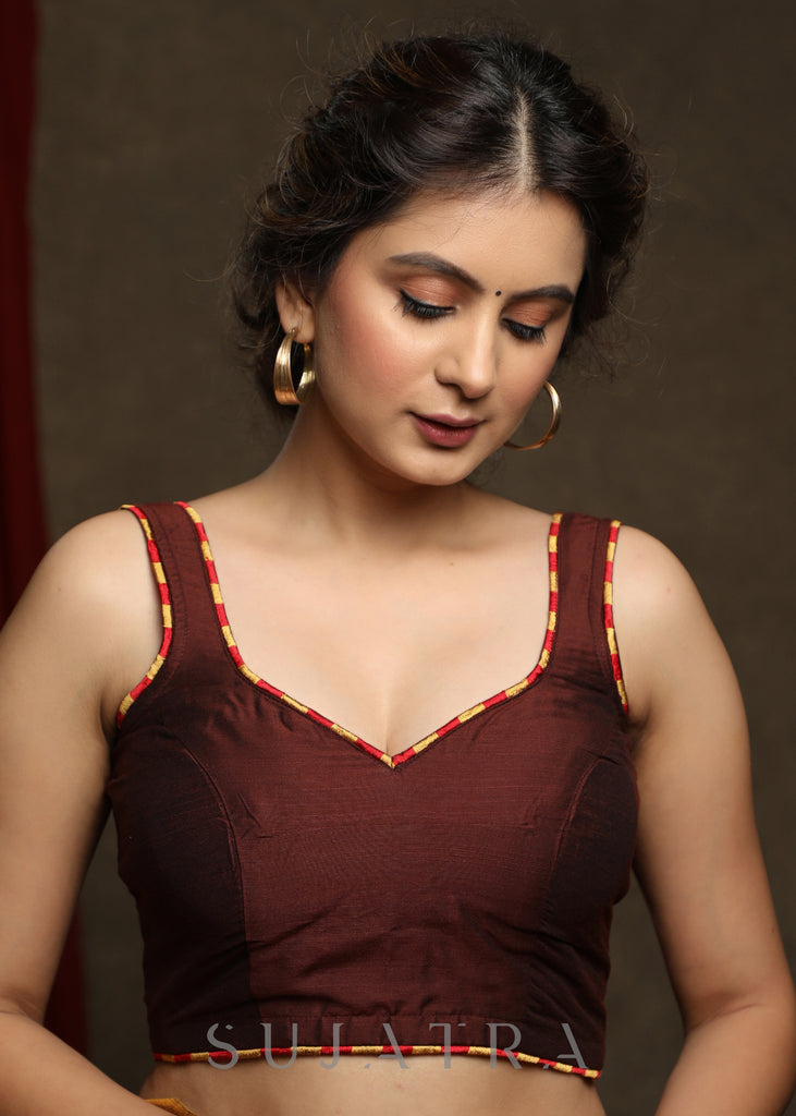 Smart Brown Cotton Silk Blouse