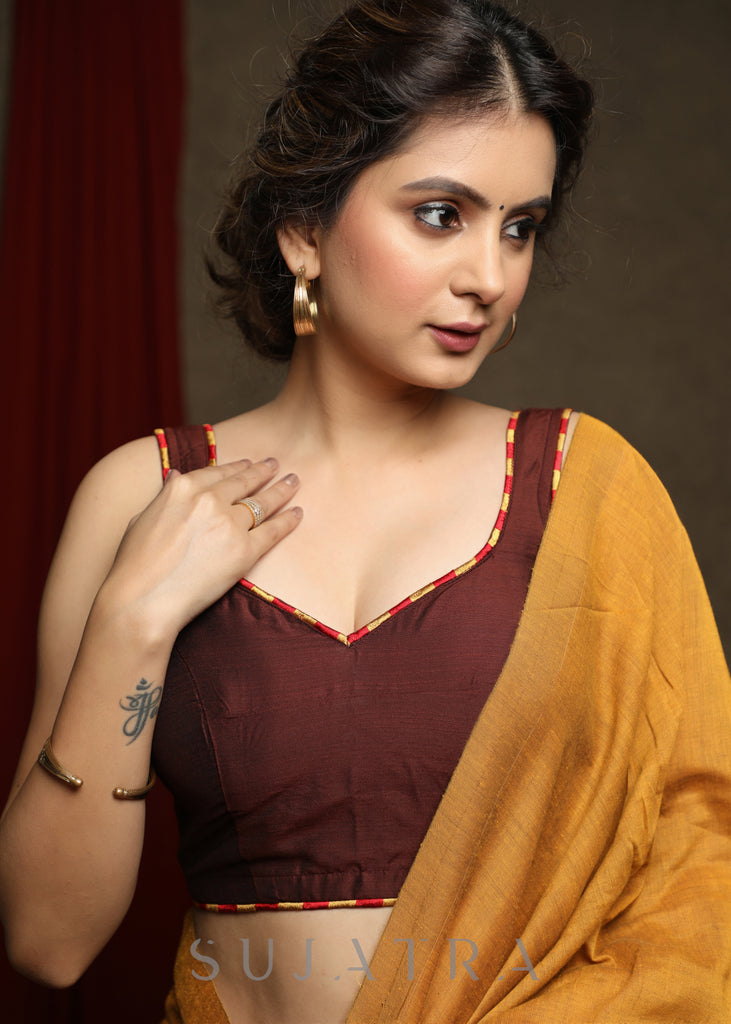 Smart Brown Cotton Silk Blouse