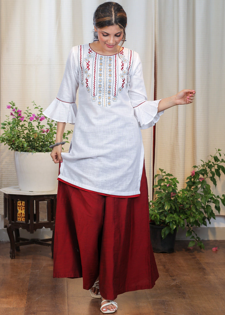Maroon Cotton Silk Pant