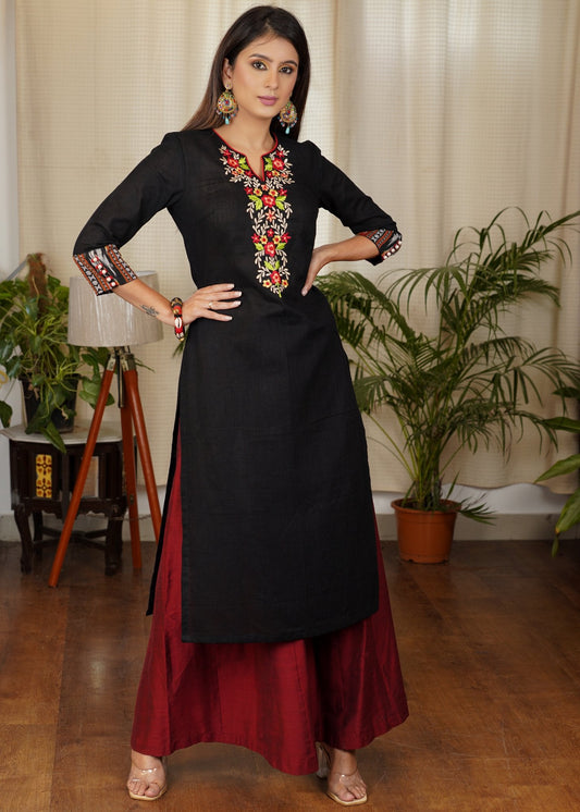 Maroon Cotton Silk Pant