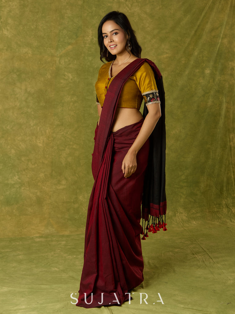 Mustard Banarasi combination blouse with a touch of tradition