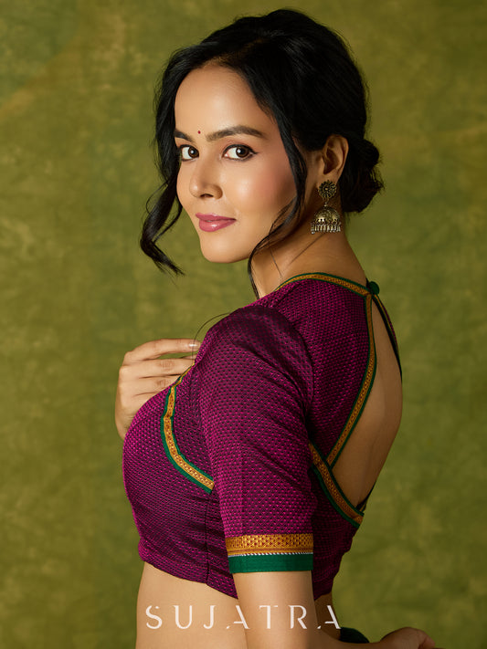 Stylish purple khun blouse blending rich culture with modern flair.