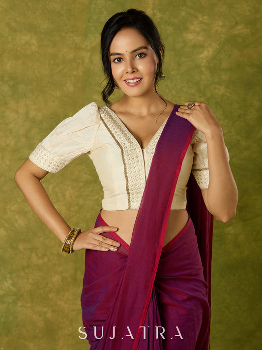 Elegant off white cotton silk blouse.