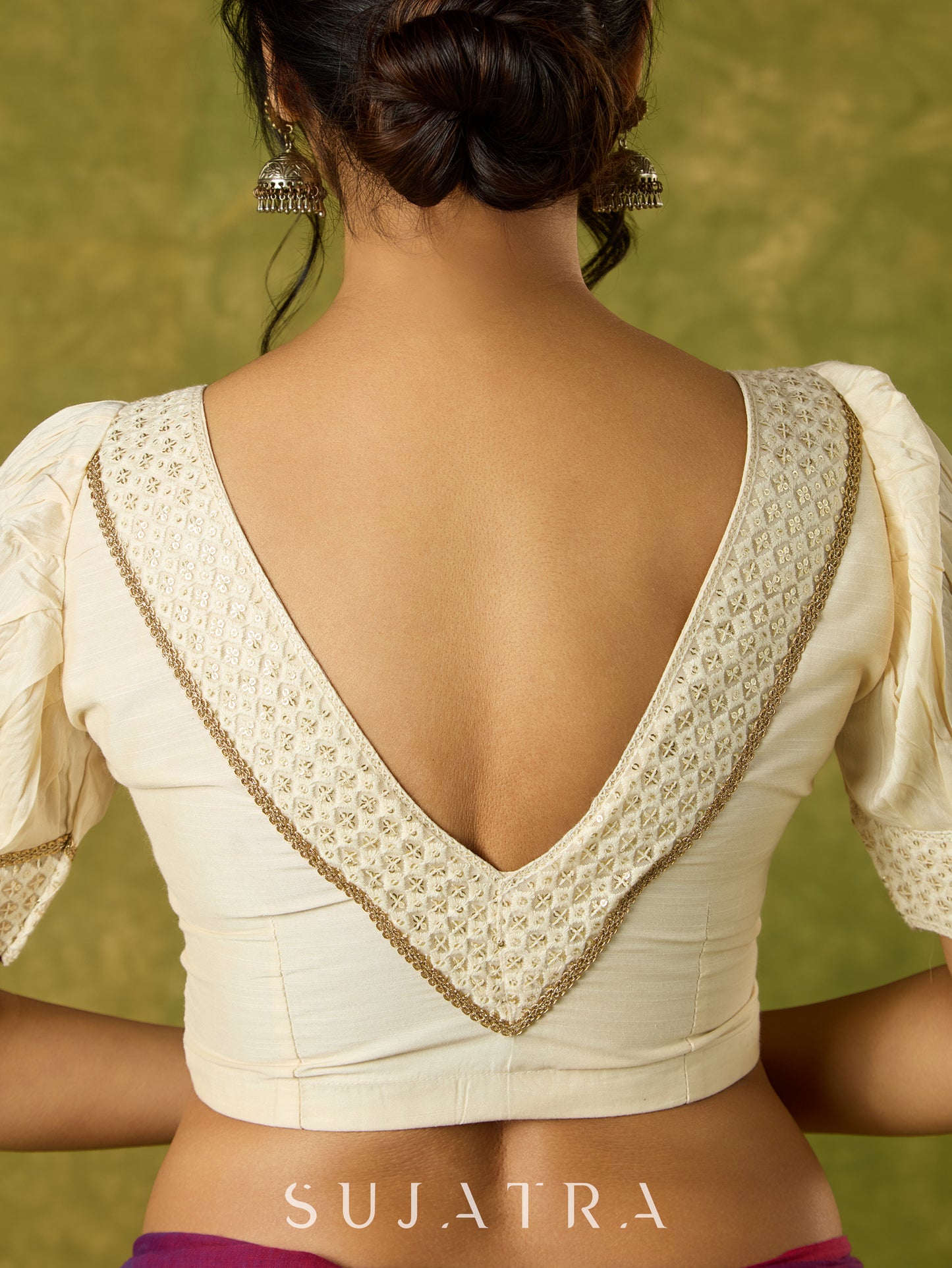 Elegant off white cotton silk blouse.