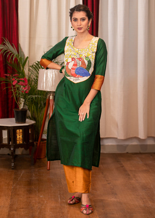 Mustard Cotton Silk Pant