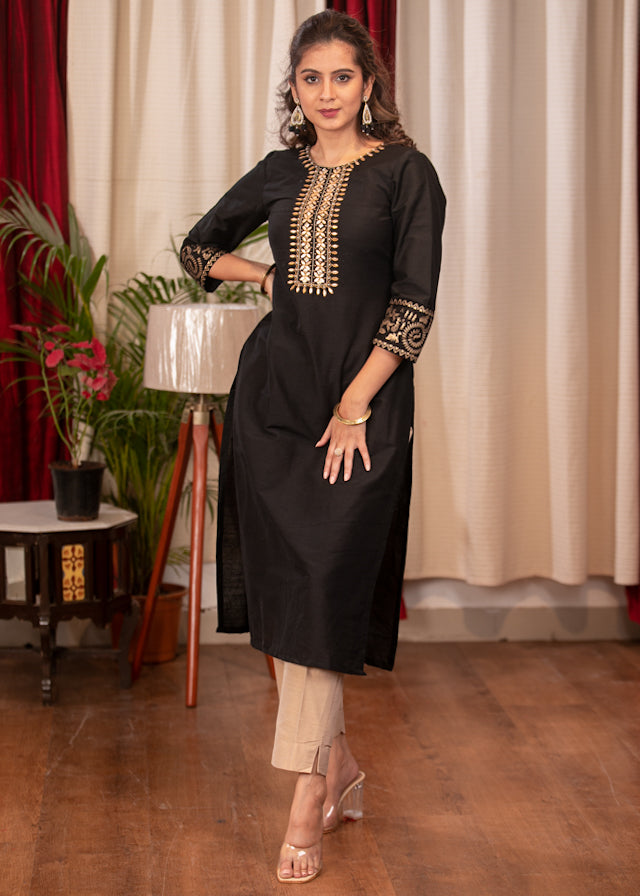 Beige Cotton Silk Pant