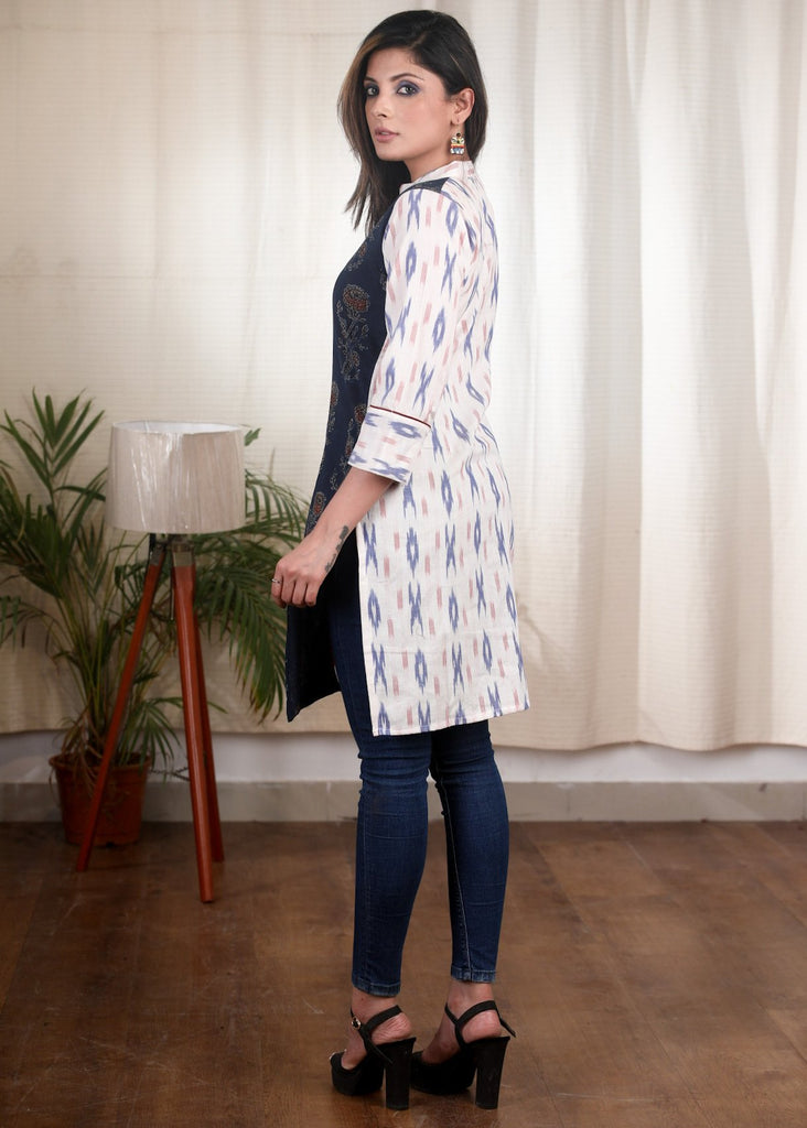 Exclusive Ikat & Ajrakh combination cotton tunic