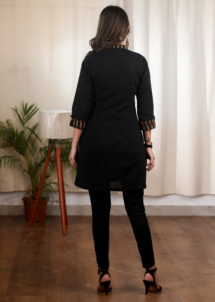 Exclusive black hand painted cotton tunic