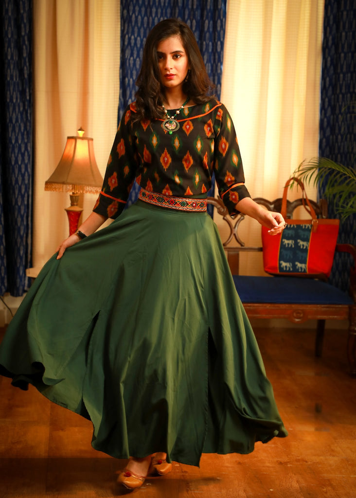 The evergreen elegant ikat pure cotton top wear