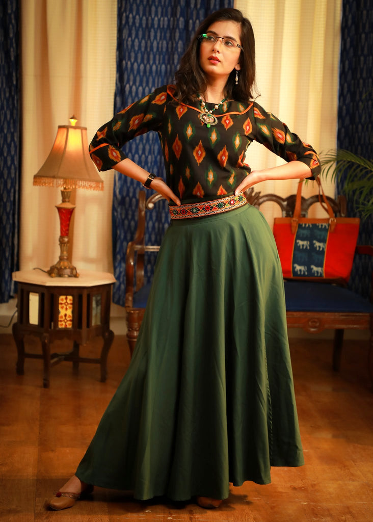 The evergreen elegant ikat pure cotton top wear