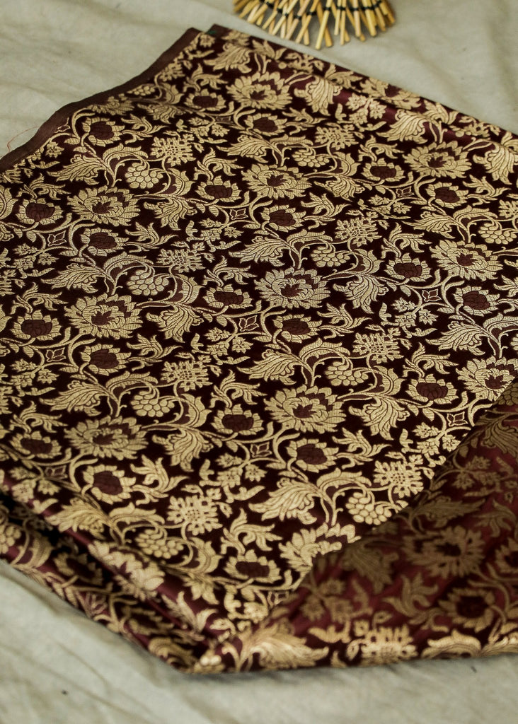 Exclusive Plum Maroon Colour Banarasi Brocade fabric