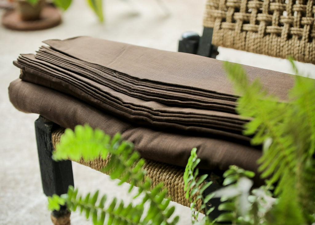 Plain Brown Pure Cotton Slub Fabric