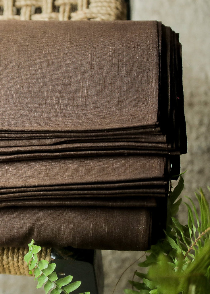 Plain Brown Pure Cotton Slub Fabric