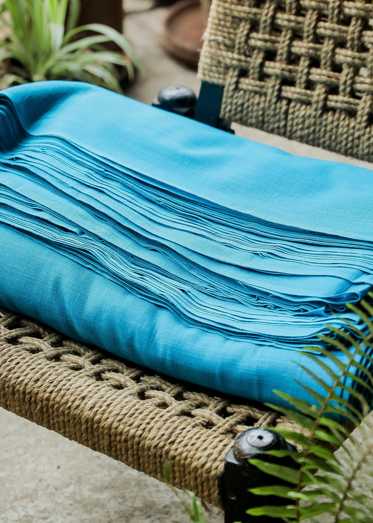 Plain Light Blue Colour Pure Cotton Slub Fabric