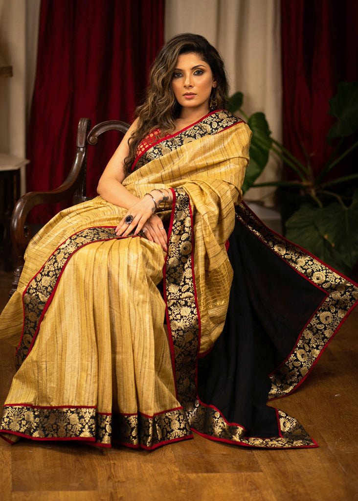 Pure Raw silk saree with benarasi border