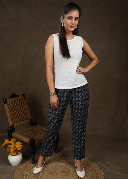 Trendy kantha print narrow fitted trouser